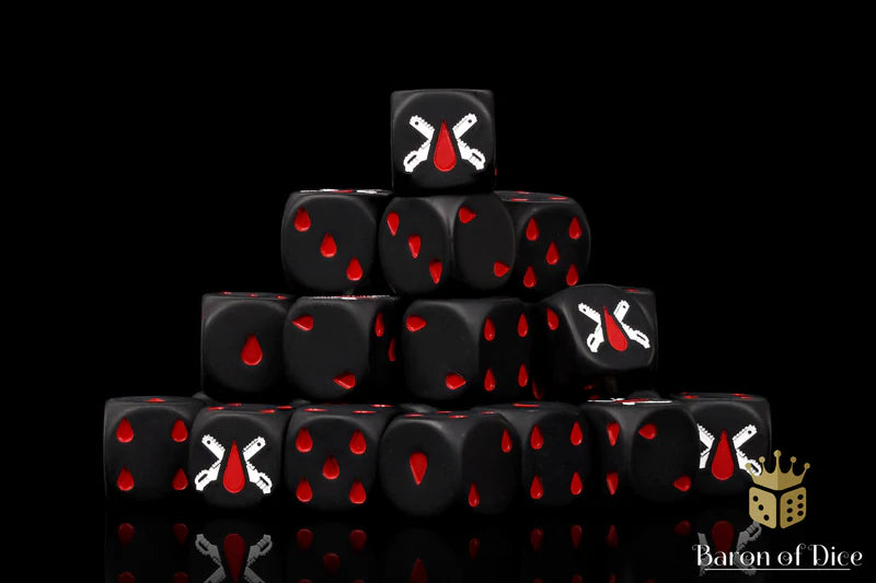 Chain Blades Dice - Matte Black  (25) - Baron of Dice - Baron of Dice