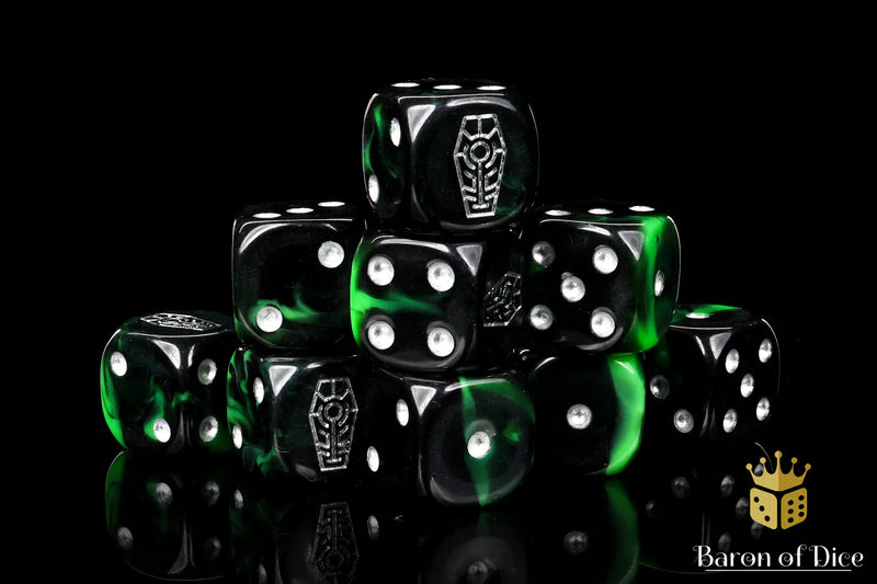 Day of the Dead Dice - Silver Coffin (25) - Baron of Dice - Baron of Dice