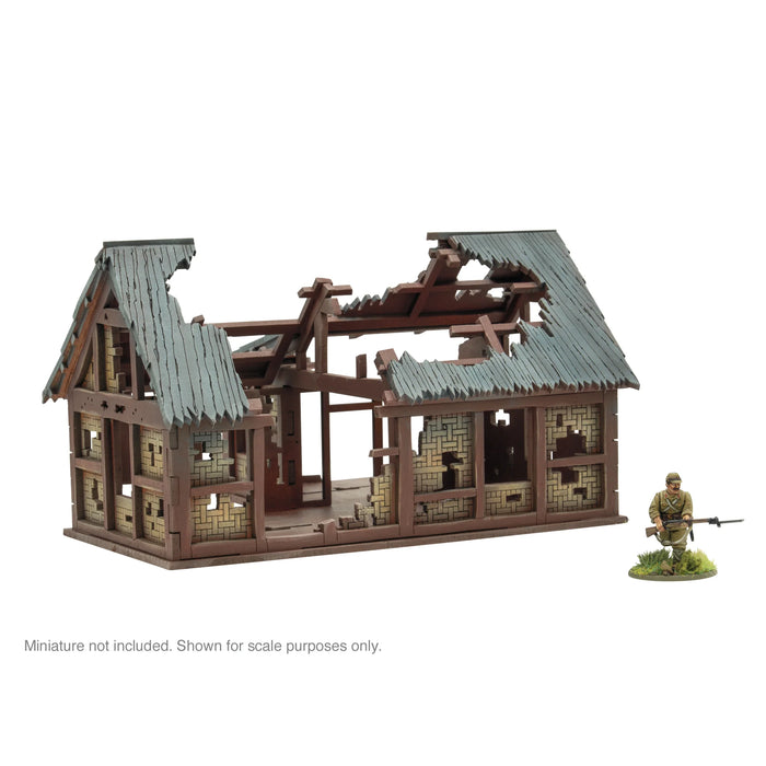 Pacific Theatre L shaped building ruins - Warlord Games