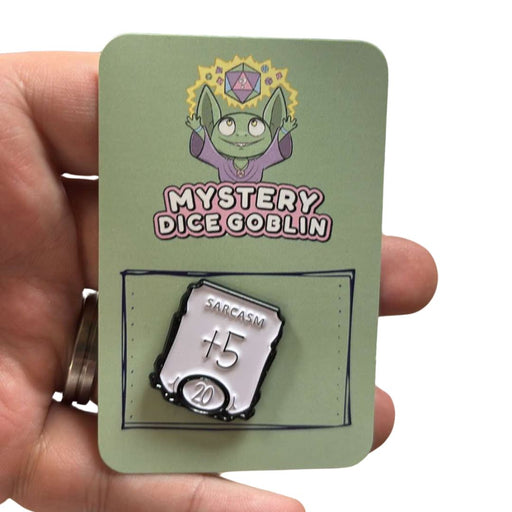 Sarcasm +5 - Mystery Goblin Dice Enamel Pin - Mystery Dice Goblin