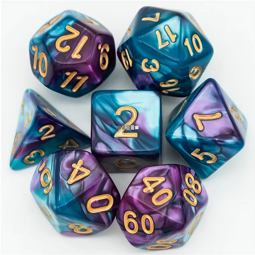 Hypnotising Swirls - Colour Mix RPG Acrylic Dice Set