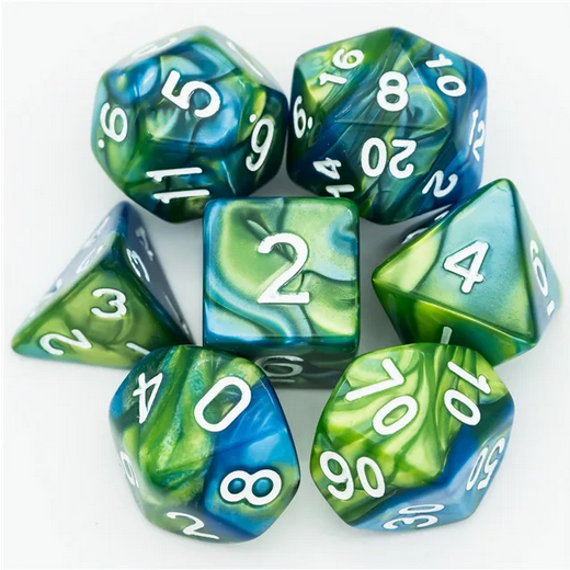 Serene Waves - Colour Mix RPG Acrylic Dice Set