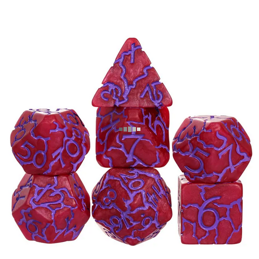 Red/Purple Crackle Dice - Udixi RPG Resin Dice Set