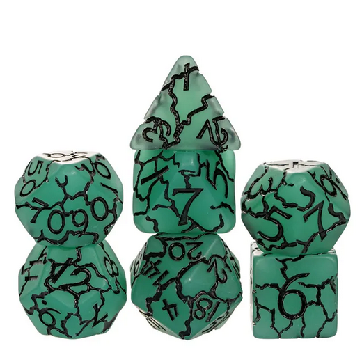 Green Crackle Dice - Udixi RPG Resin Dice Set - Udixi Dice