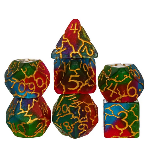 Multicolour Crackle Dice - Udixi RPG Resin Dice Set
