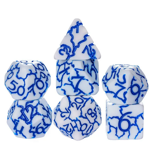 White Crackle Dice - Udixi RPG Resin Dice Set