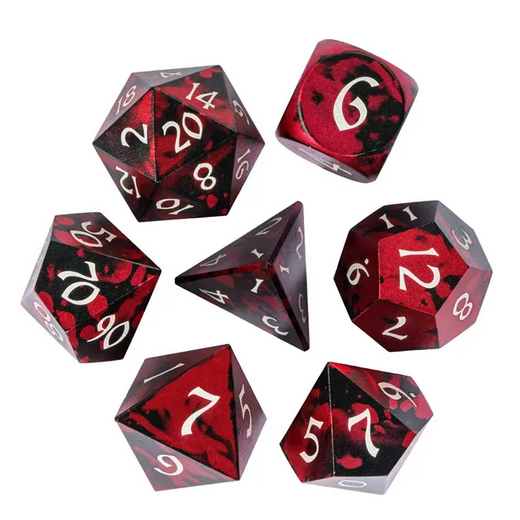 Red/Black Anodized Aluminum Dice - Udixi RPG Metal Dice Set