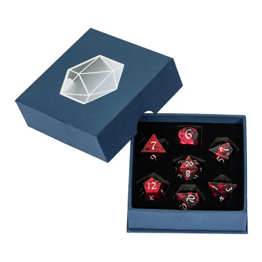 Red/Black Anodized Aluminum Dice - Udixi RPG Metal Dice Set