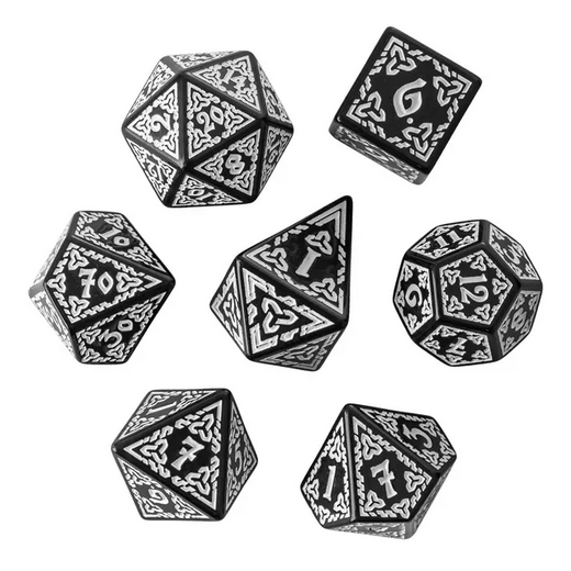 Cloud White Celtic Knot Pattern Dice - Udixi RPG Acrylic Dice Set - Udixi Dice