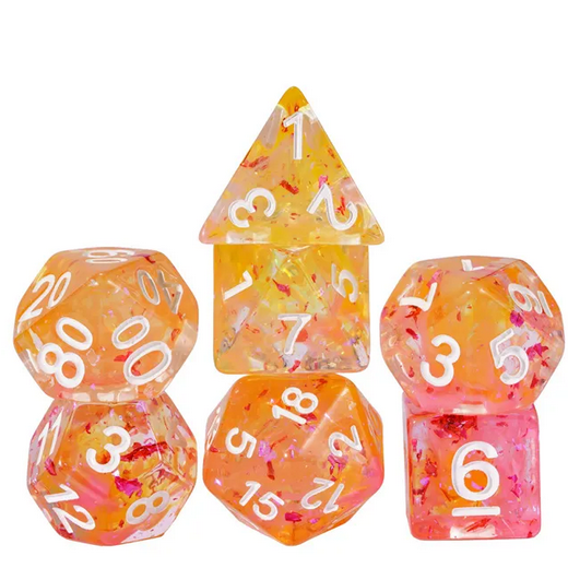 Citrus Shades Foil Swirl Dice - Udixi RPG Resin Dice Set - Udixi Dice