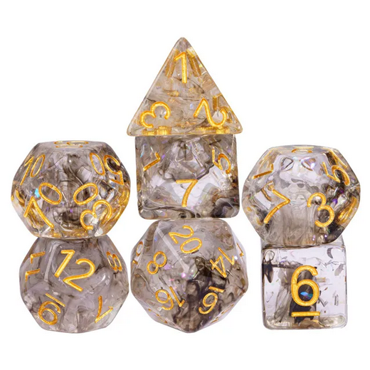 Metallic Shades Foil Swirl Dice - Udixi RPG Resin Dice Set - Udixi Dice