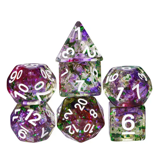 Garden Shades Foil Swirl Dice - Udixi RPG Resin Dice Set - Udixi Dice