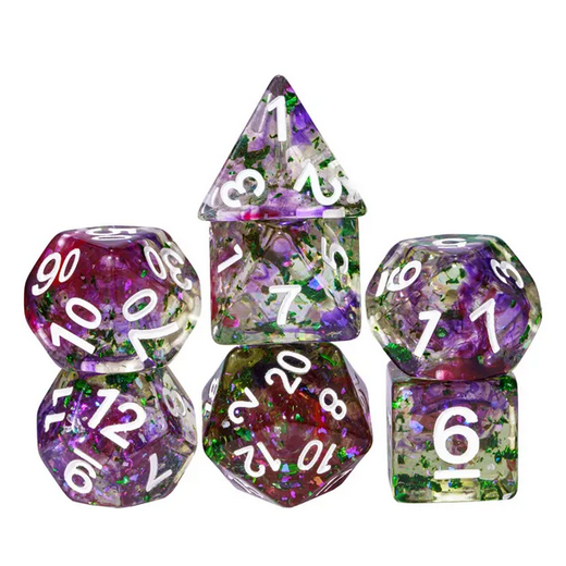 Garden Shades Foil Swirl Dice - Udixi RPG Resin Dice Set