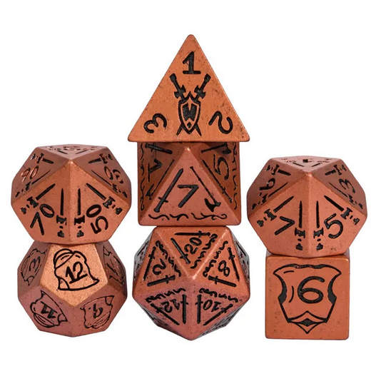 Copper Metallic Fighter Dice - Udixi RPG Resin Dice Set - Udixi Dice