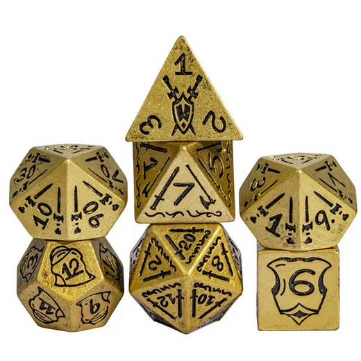 Gold Metallic Fighter Dice - Udixi RPG Resin Dice Set - Udixi Dice