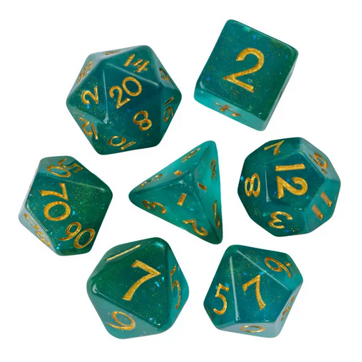 Emerald Galaxy Dice - Udixi RPG Resin Dice Set - Udixi Dice