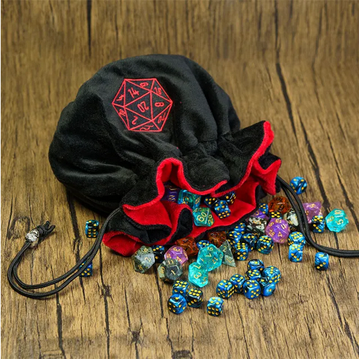 Black Flannel Drawstring Dice Bag - Udixi Dice