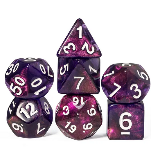 Purple Glitter Dice - Udixi RPG Acrylic Dice Set