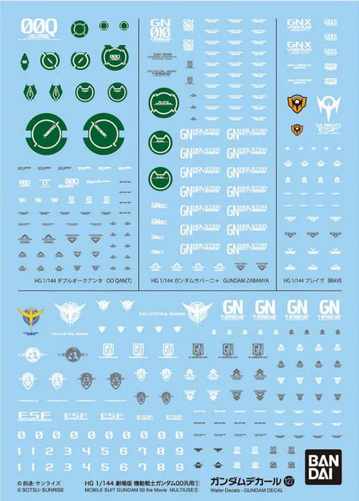Gundam Decal 127 HG 1/144 Gundam 00 Movie Multipurpose 1