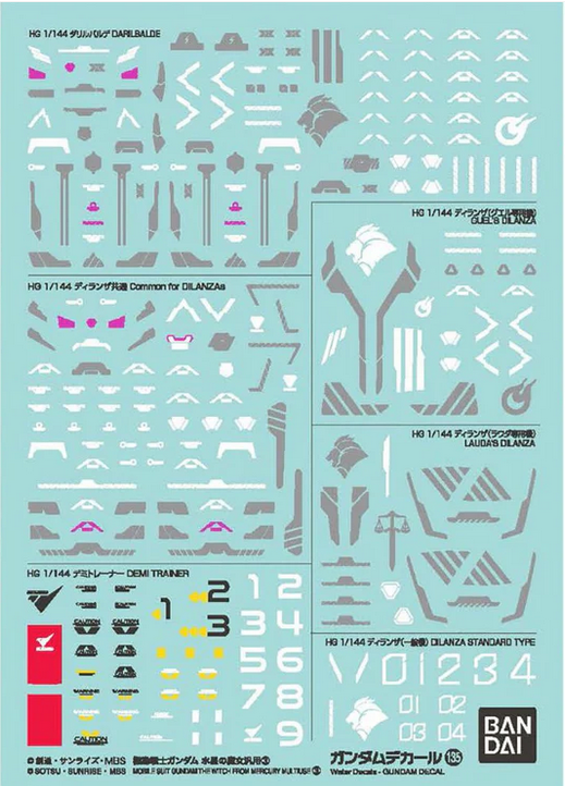 Gundam Decal 135 HG 1/144 Mobile Suit Gundam Witch of Mercury Multipurpose 3