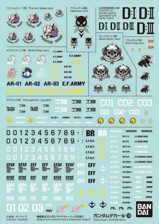 Gundam Decal 136 HG 1/144 Mobile Suit Gundam Side Stories Multipurpose 1