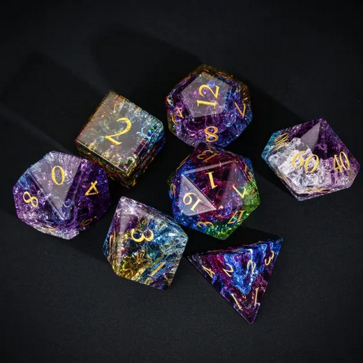 Tranquil Raptures - Burst Lightning Glass Coloured Glaze RPG Dice - Udixi Dice