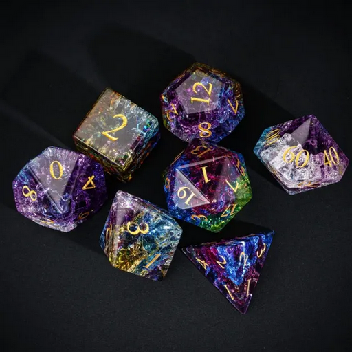 Tranquil Raptures - Burst Lightning Glass Coloured Glaze RPG Dice - Udixi Dice