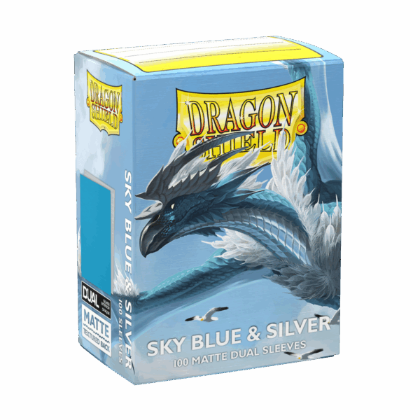 Sky Blue & Silver Standard Size Matte Dual Sleeves (100) - Dragon Shield