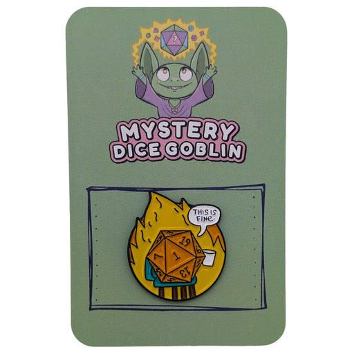 This is Fine - Mystery Goblin Dice Enamel Pin - Mystery Dice Goblin