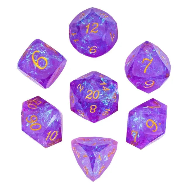 Violet Ice - Brick Veneer Handmade Sharp RPG Dice Set