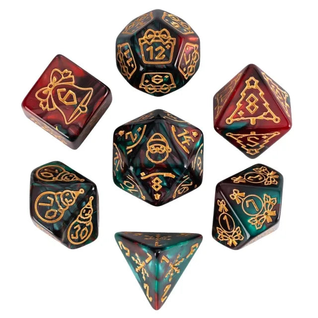 Evergreen Christmas - Acrylic Pattern RPG Dice Set