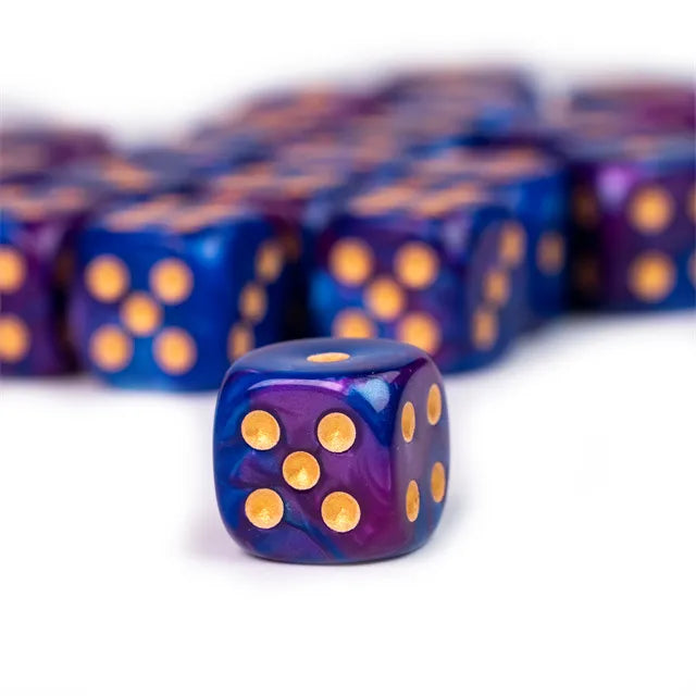 Purple and Blue - 12mm Color Blend Glitter Pip D6 Dice (36pcs)