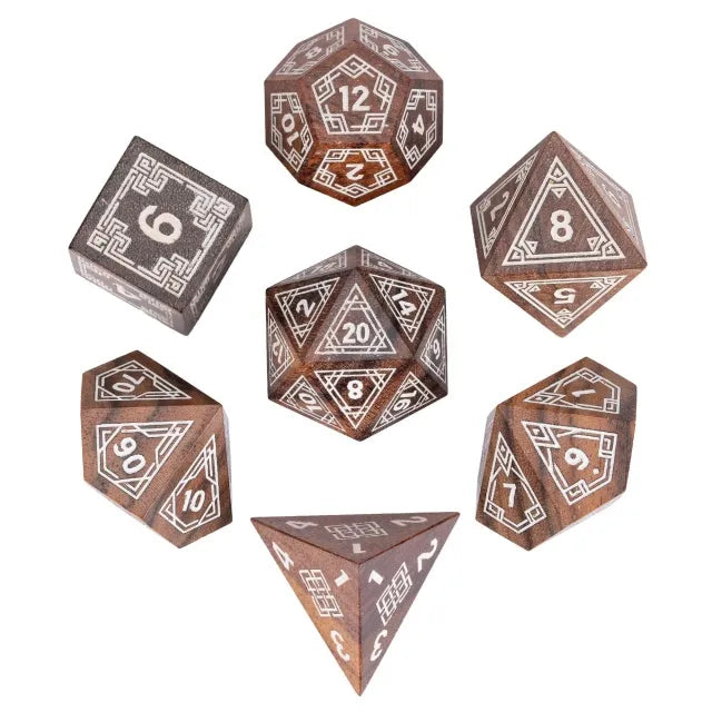Golden Sandalwood - Wood Pattern RPG Dice Set