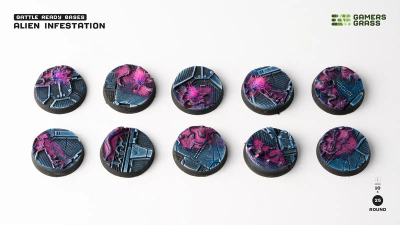 Alien Infestation Bases, Round 25mm (x10) - Gamers Grass