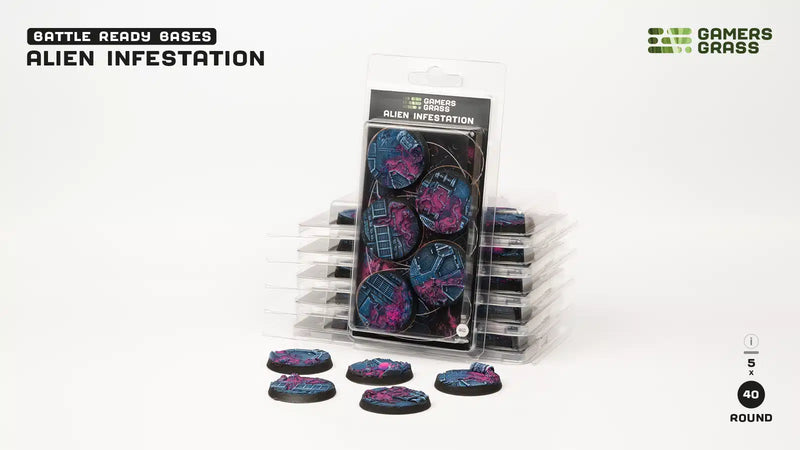 Alien Infestation Bases, Round 40mm (x5) - Gamers Grass