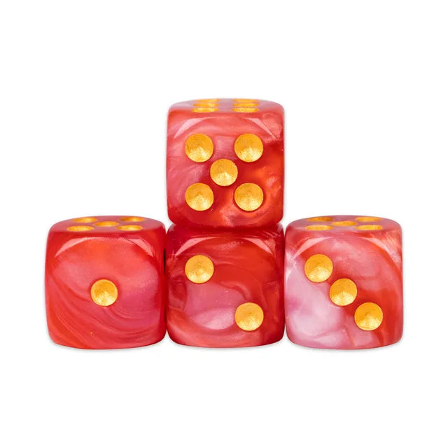 Red and White - 12mm Color Blend Glitter Pip D6 Dice (36pcs)