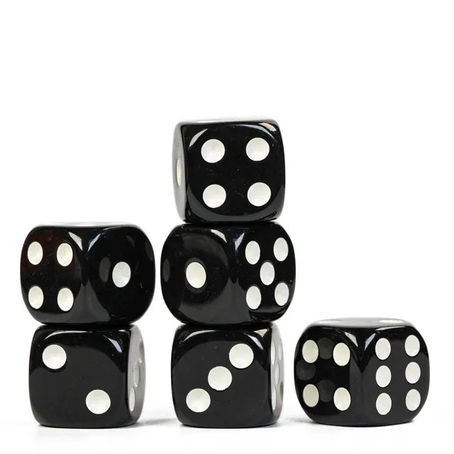 Black - 16mm Pip D6 Dice (12pcs)