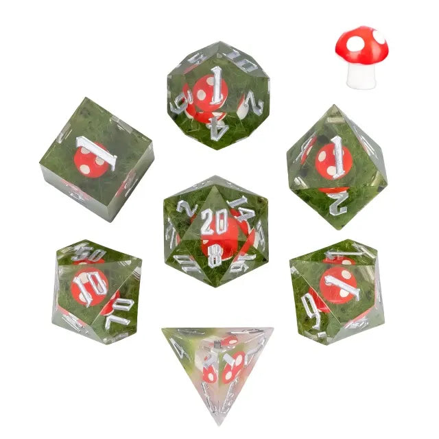 Toadstool Magic - Handmade Filled Sharp RPG Dice Set