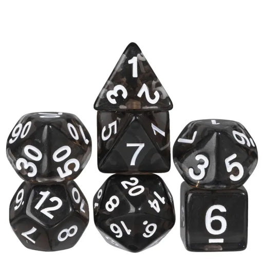 Black - Acrylic Translucent Single Colour RPG Dice Set - Udixi Dice