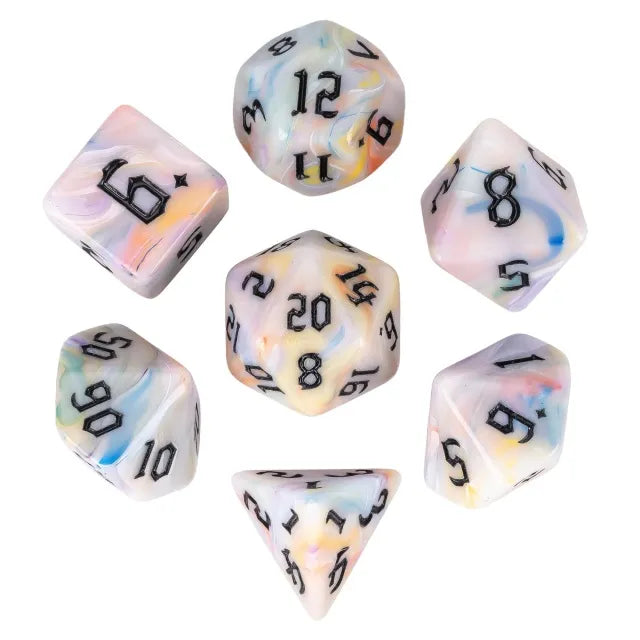 Wispy Sunset - Acrylic Two-Color Swirl Translucent RPG Dice Set