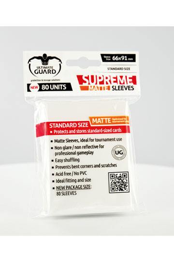 Matte White Supreme Sleeves Standard Size (80) - Ultimate Guard