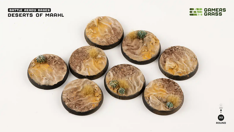 Deserts of Maahl Bases - Round 32mm (x8) - Gamers Grass