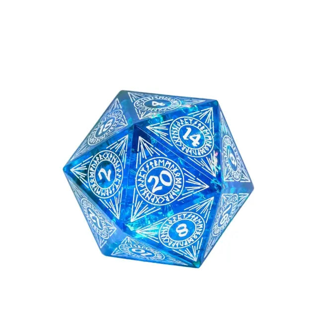 Moonshadow Glow - Handmade 33mm D20 Pattern Dice - Udixi Dice