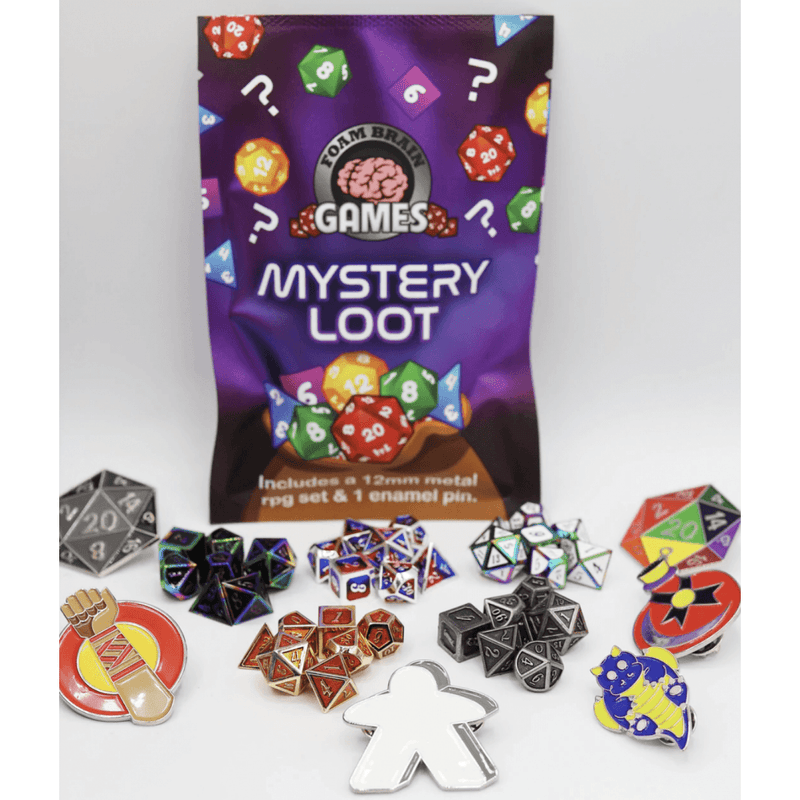 Epic Mystery Loot: Mini Metal RPG Set + Enamel Pin - Foam Brain Games