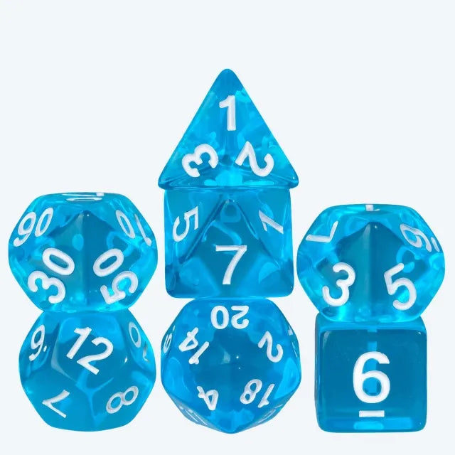 Blue - Acrylic Translucent Single Colour RPG Dice Set