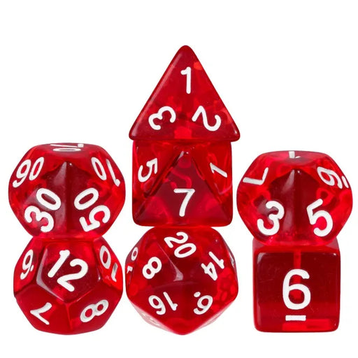Red - Acrylic Translucent Single Colour RPG Dice Set - Udixi Dice