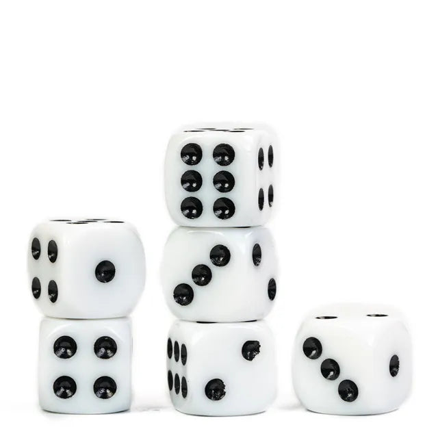 White - 16mm Pip D6 Dice (12pcs)