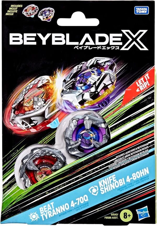 Beyblade X - Dual Pack Set - Beat Tyranno 4-70Q & Knife Shinobi 4-80HN ...