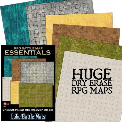 Essential RPG Battle Maps Starter Set: 6 Plain Dry Erase Maps