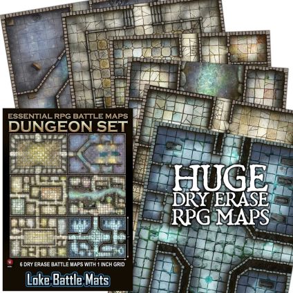 Essential RPG Battle Maps Dungeon Set: 6 Dry Erase Maps - Loke Battlemats